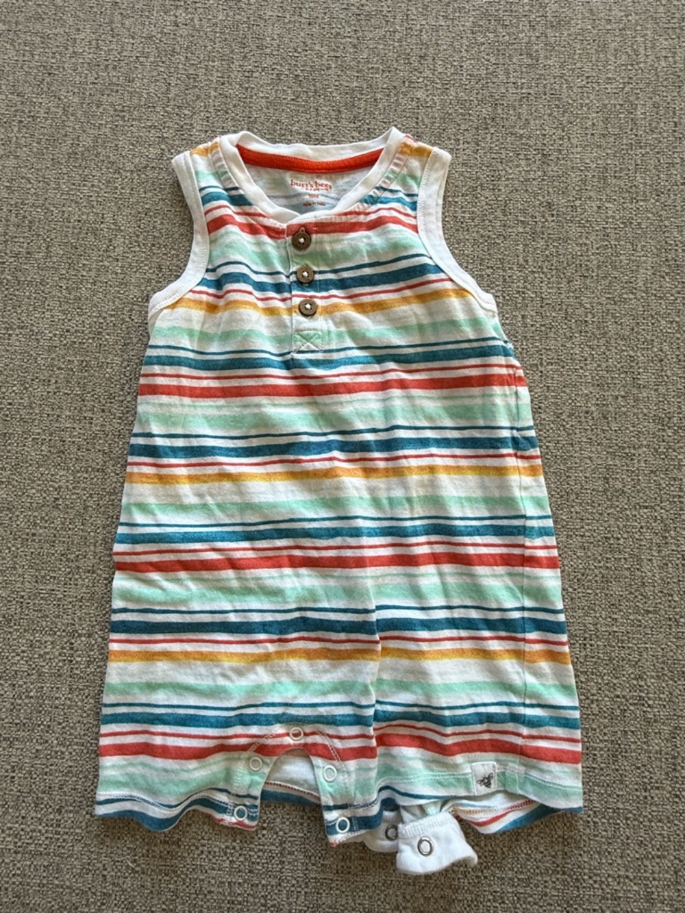 Burt’s Bees Striped Baby Romper in Multicolor